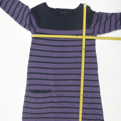 Seasalt Women’s Purple Striped Tunic Jumper Size 12 Cotton Wool Blend