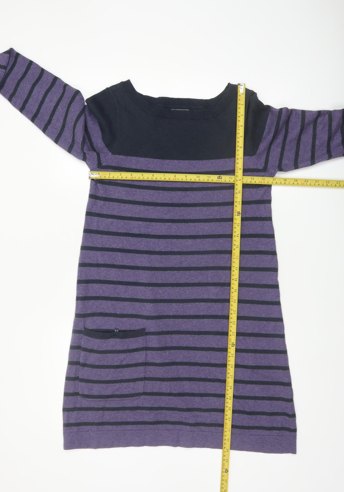 Seasalt Women’s Purple Striped Tunic Jumper Size 12 Cotton Wool Blend