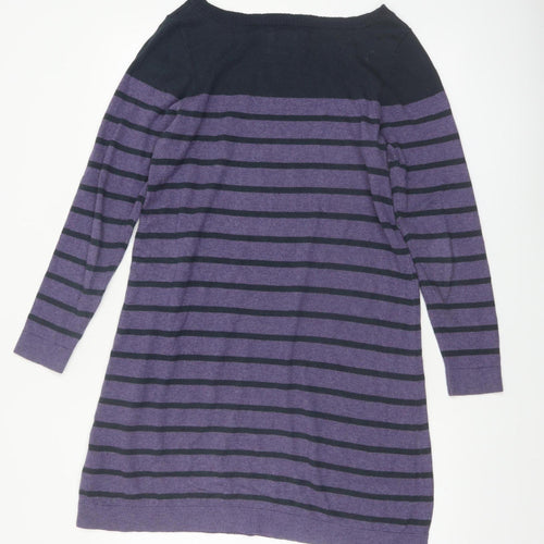 Seasalt Women’s Purple Striped Tunic Jumper Size 12 Cotton Wool Blend