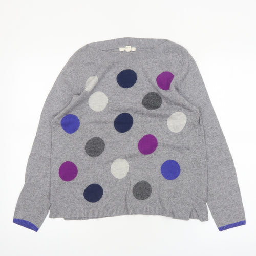White Stuff Women’s Grey Polka Dot Merino Wool Jumper Size 12
