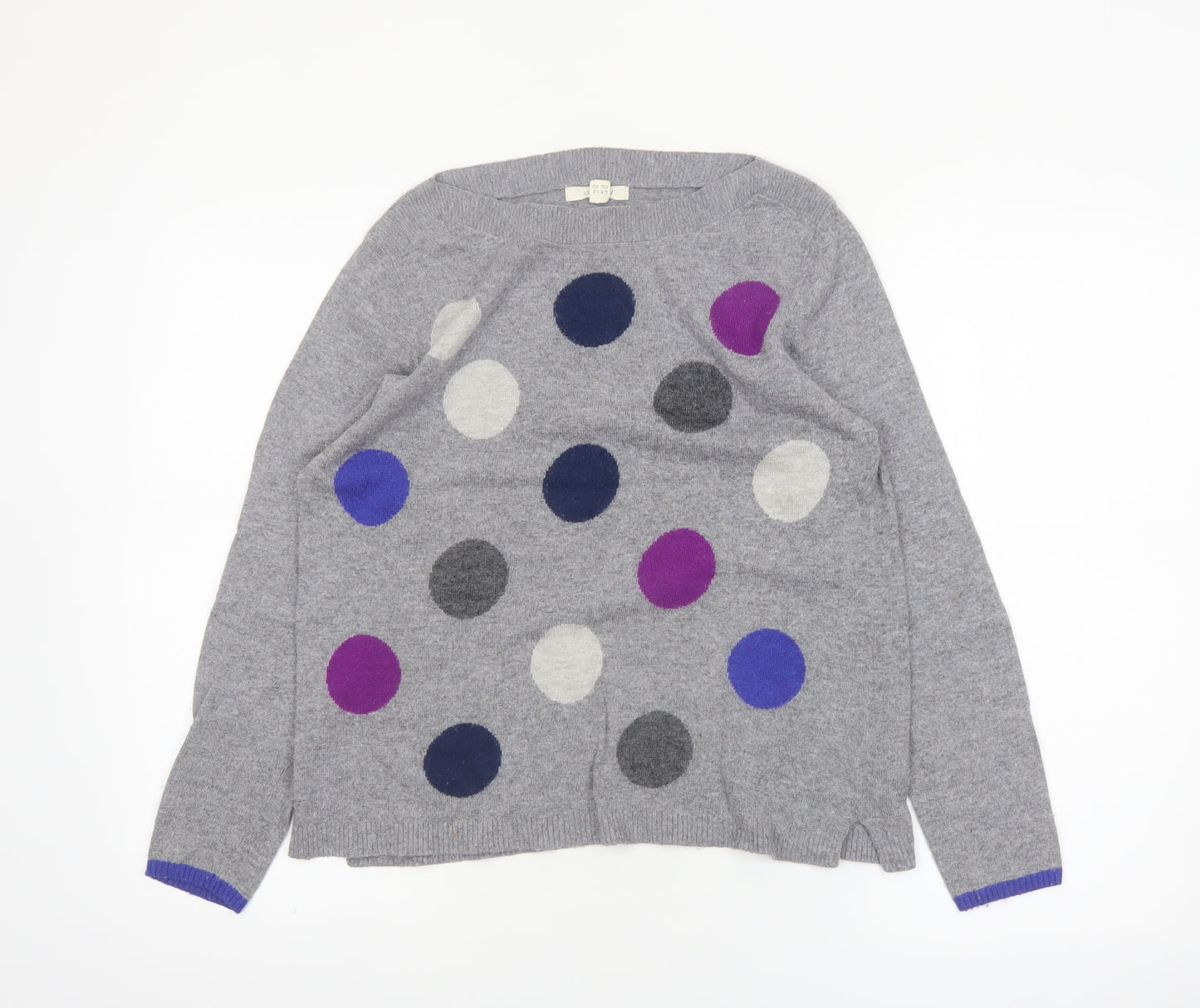 White Stuff Women’s Grey Polka Dot Merino Wool Jumper Size 12