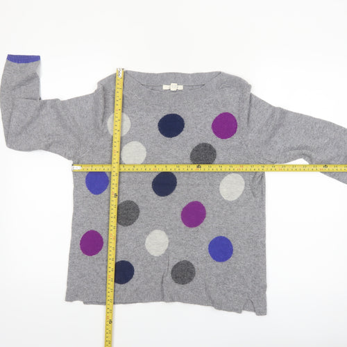 White Stuff Women’s Grey Polka Dot Merino Wool Jumper Size 12