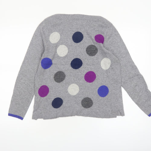 White Stuff Women’s Grey Polka Dot Merino Wool Jumper Size 12