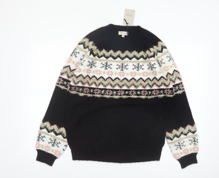JD Williams Women’s Black Fair Isle Christmas Jumper Size 8/10