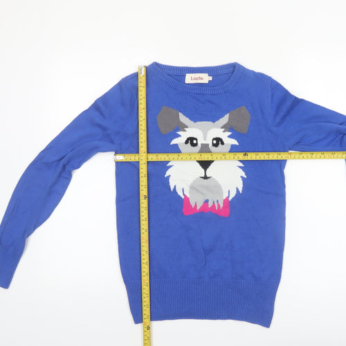 Louche Women’s Blue Dog Knit Jumper Size 10 Cotton Pullover