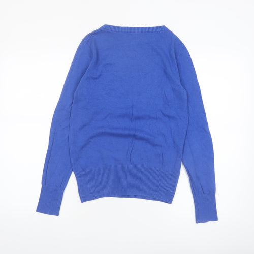Louche Women’s Blue Dog Knit Jumper Size 10 Cotton Pullover