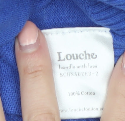 Louche Women’s Blue Dog Knit Jumper Size 10 Cotton Pullover
