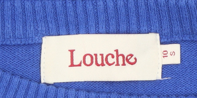 Louche Women’s Blue Dog Knit Jumper Size 10 Cotton Pullover