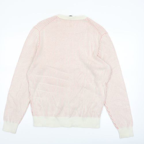 Hackett London Men's Beige Striped Cotton Crew Neck Jumper Size L