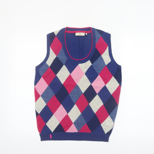 Glenmuir Women's Multicoloured Argyle Lambswool Knit Vest S