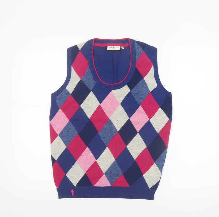 Glenmuir Women's Multicoloured Argyle Lambswool Knit Vest S
