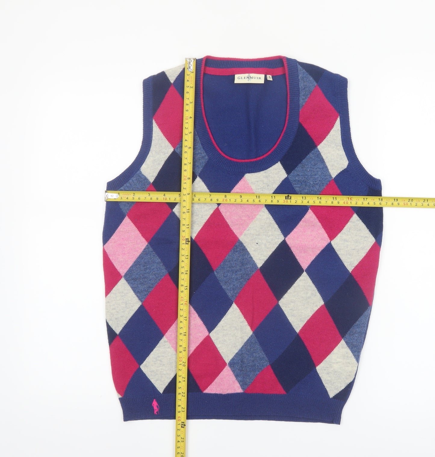 Glenmuir Women's Multicoloured Argyle Lambswool Knit Vest S
