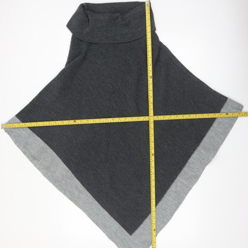 Principles Women Grey Roll Neck Knit Cape Jumper One Size