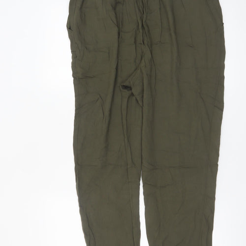 New Look Women Green Size 14 Paperbag High Waist Tapered Trousers
