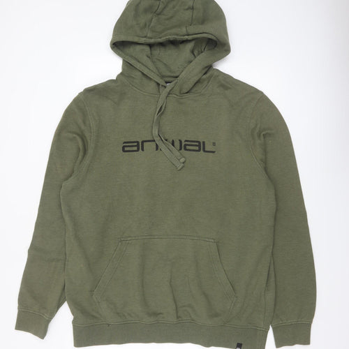 Animal Mens Green Pullover Hoodie XL Cotton Blend Casual Sweatshirt