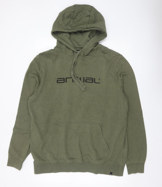 Animal Mens Green Pullover Hoodie XL Cotton Blend Casual Sweatshirt