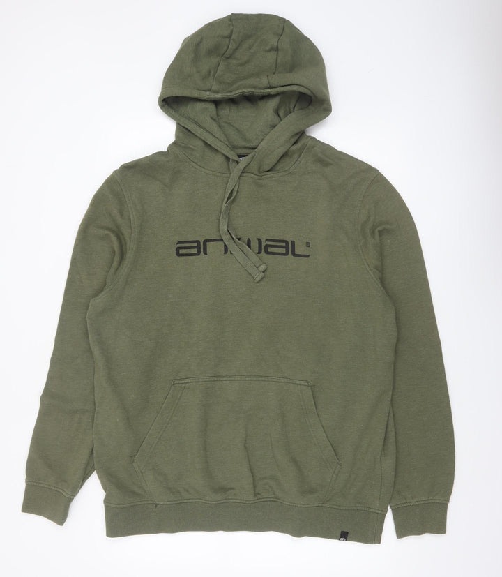 Animal Mens Green Pullover Hoodie XL Cotton Blend Casual Sweatshirt