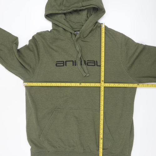 Animal Mens Green Pullover Hoodie XL Cotton Blend Casual Sweatshirt