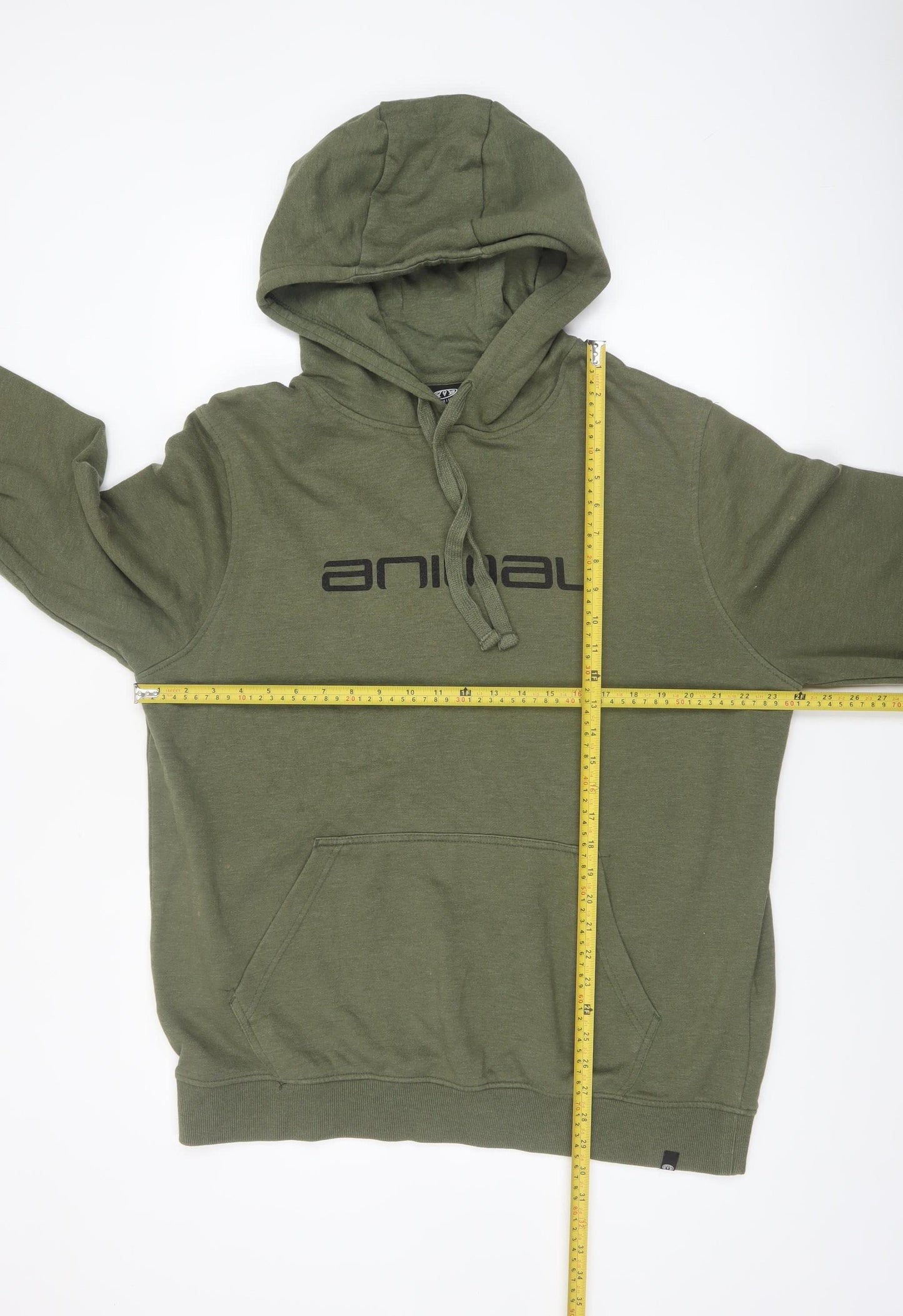 Animal Mens Green Pullover Hoodie XL Cotton Blend Casual Sweatshirt