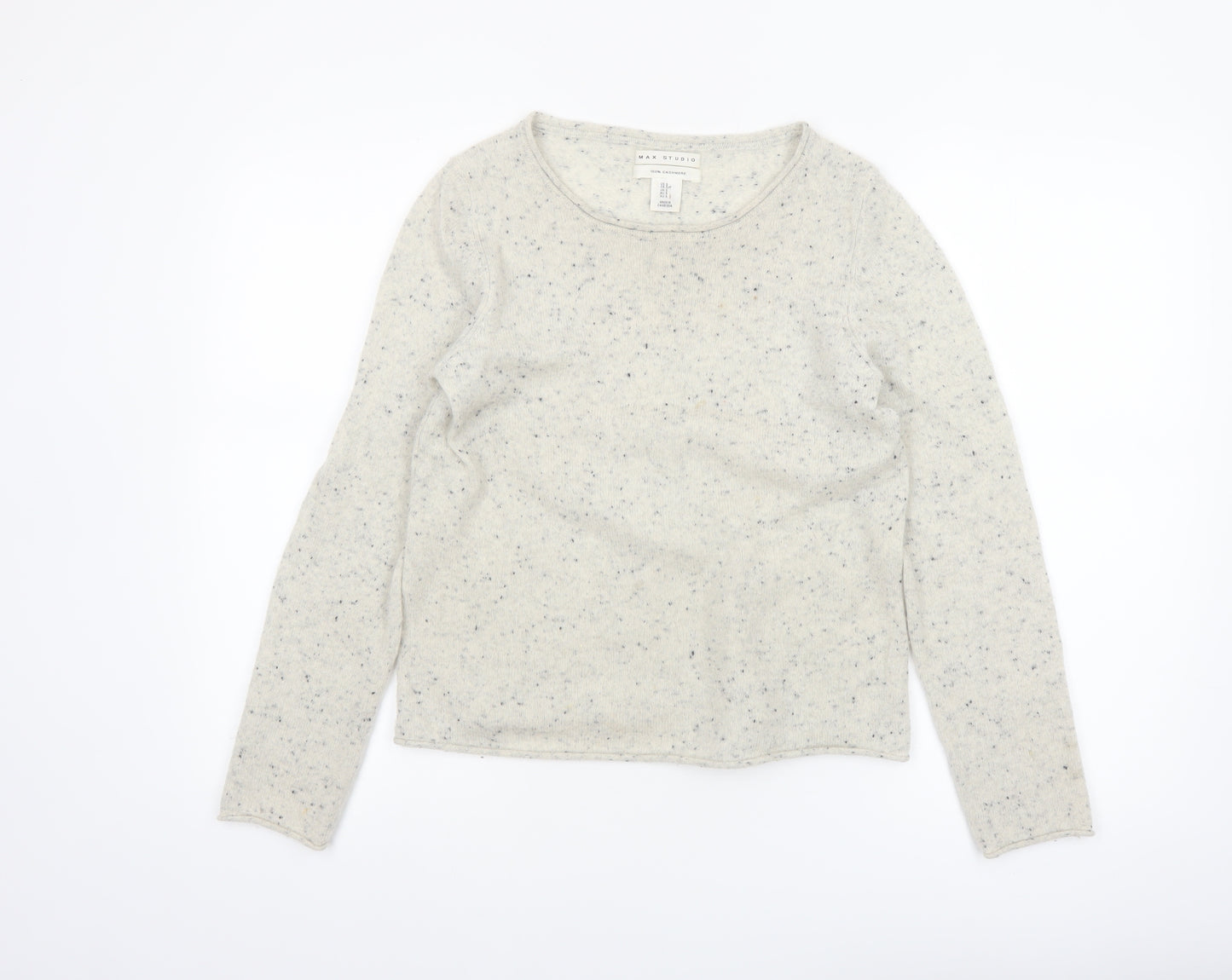 Max Studio Women's Ivory 100% Cashmere Long Sleeve Pullover Jumper Size S