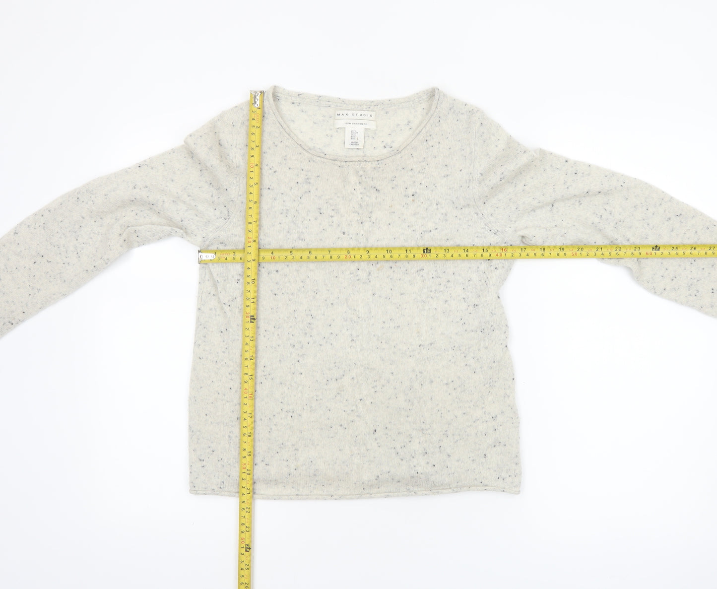 Max Studio Women's Ivory 100% Cashmere Long Sleeve Pullover Jumper Size S