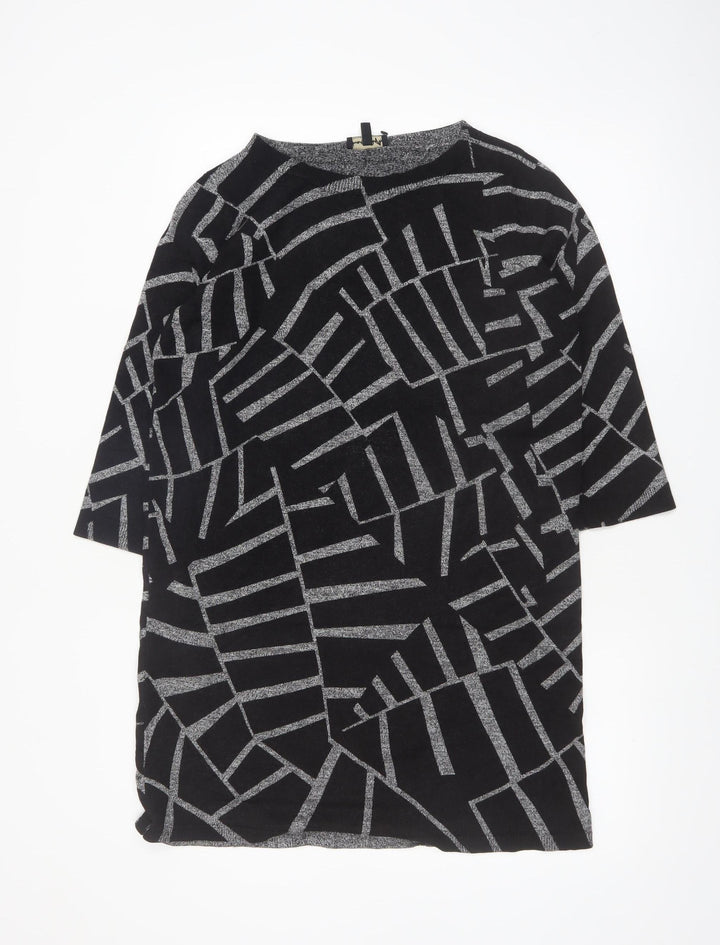 Phase Eight Women’s Black Geometric Knit Tunic Jumper UK 12