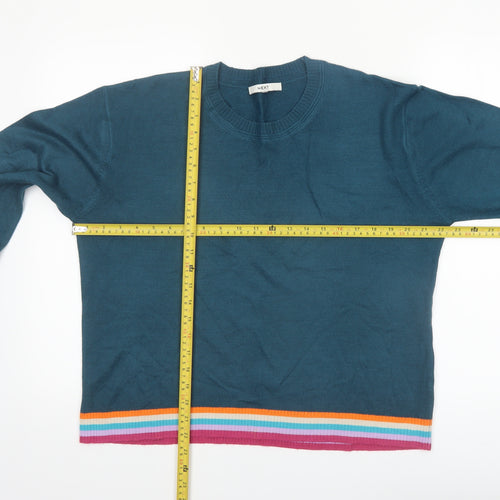 Next Men's Blue Crew Neck Acrylic Jumper M with Colour Trim