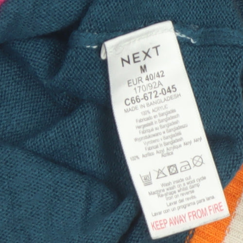 Next Men's Blue Crew Neck Acrylic Jumper M with Colour Trim
