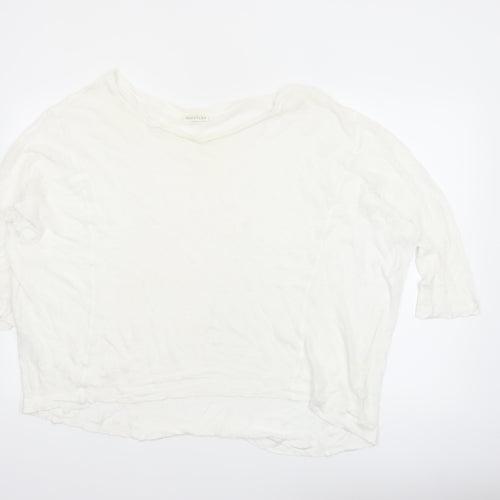 Whistles Women White Cotton 3/4 Sleeve Pullover Jumper UK 10