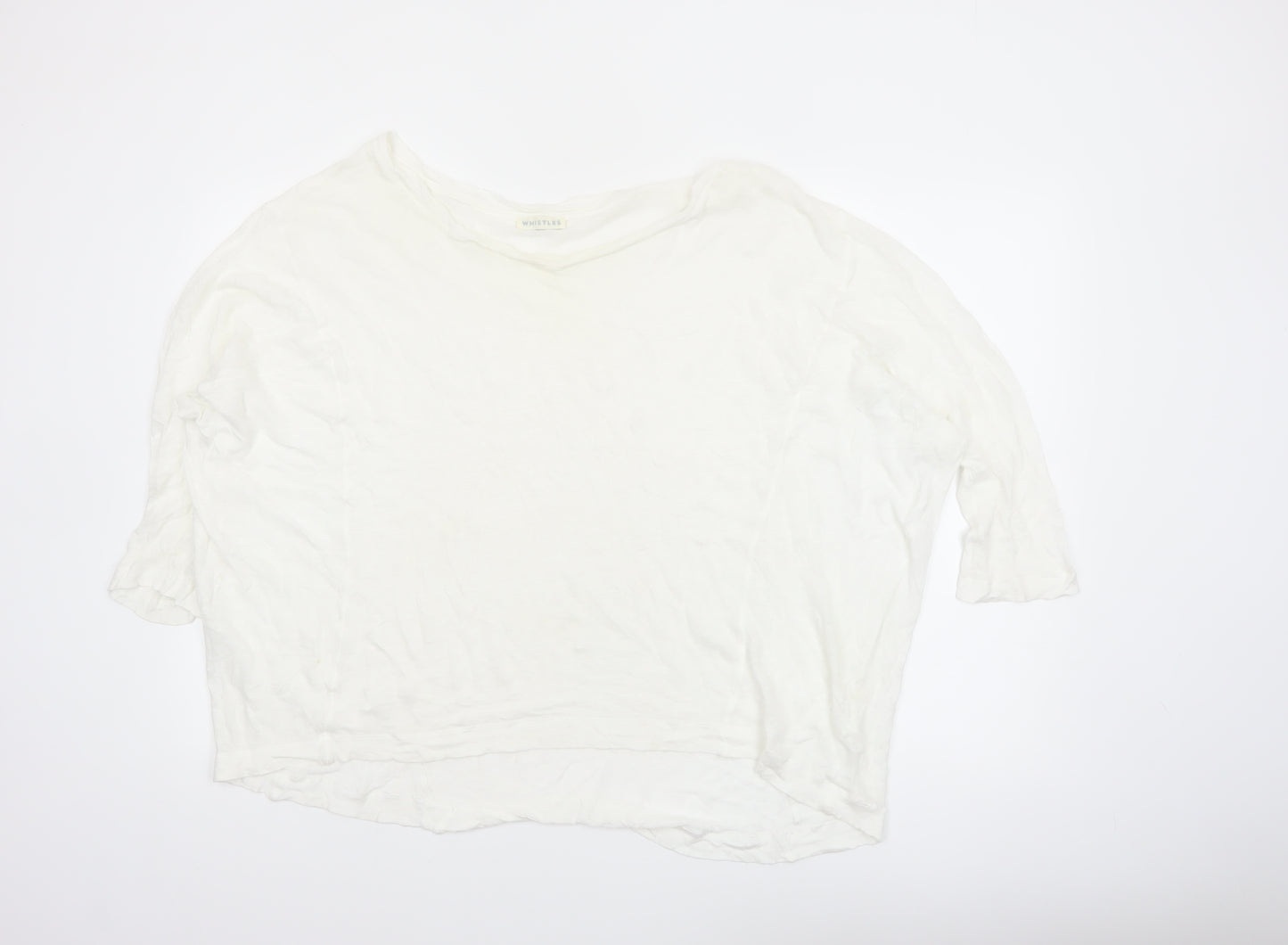 Whistles Women White Cotton 3/4 Sleeve Pullover Jumper UK 10