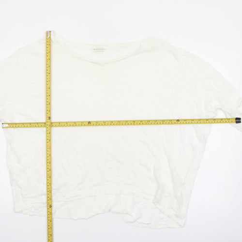 Whistles Women White Cotton 3/4 Sleeve Pullover Jumper UK 10
