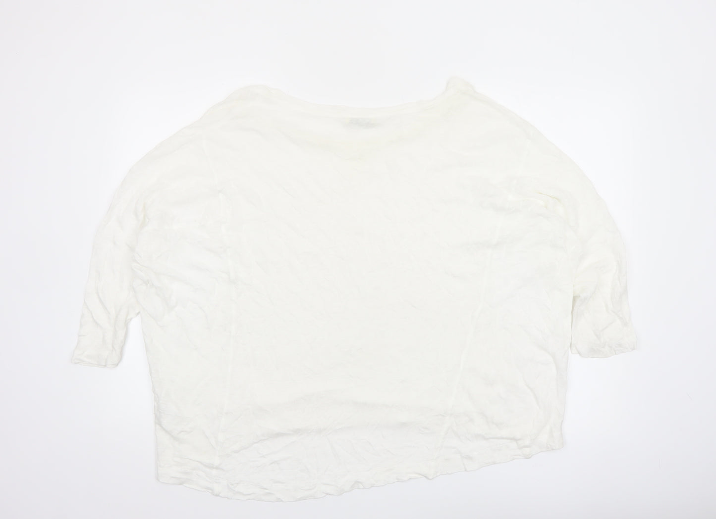 Whistles Women White Cotton 3/4 Sleeve Pullover Jumper UK 10