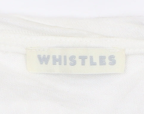Whistles Women White Cotton 3/4 Sleeve Pullover Jumper UK 10