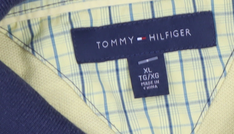 Tommy Hilfiger Men's Beige & Navy Polo Shirt XL Classic Fit