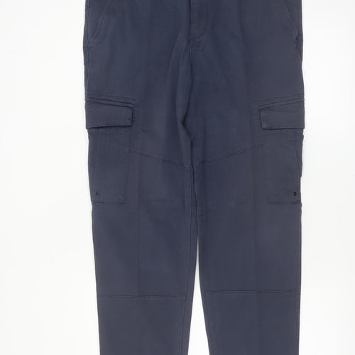 Tu Men's Navy Cargo Trousers Size 36S Cotton Blend Casual Workwear