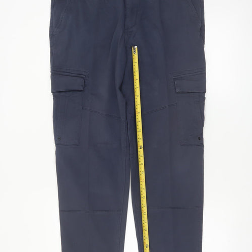 Tu Men's Navy Cargo Trousers Size 36S Cotton Blend Casual Workwear