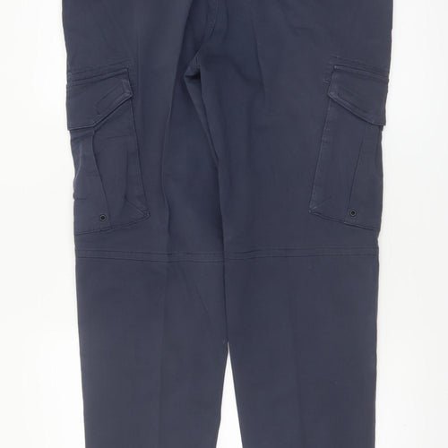 Tu Men's Navy Cargo Trousers Size 36S Cotton Blend Casual Workwear