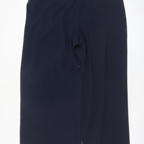 Next Women Blue Wide-Leg Pleated Dress Trousers Size 16