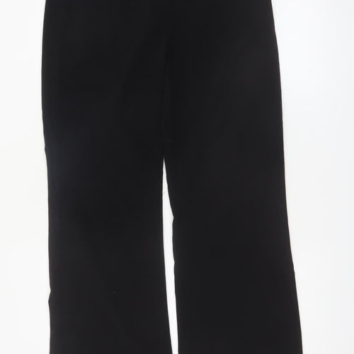 Next Women Black Wide-Leg Trousers Size 12R Polyester Viscose Blend