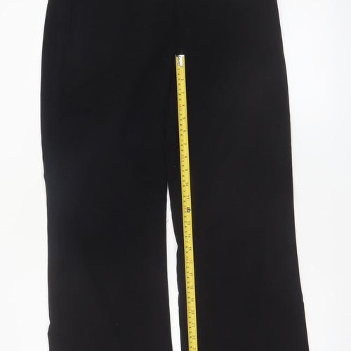 Next Women Black Wide-Leg Trousers Size 12R Polyester Viscose Blend