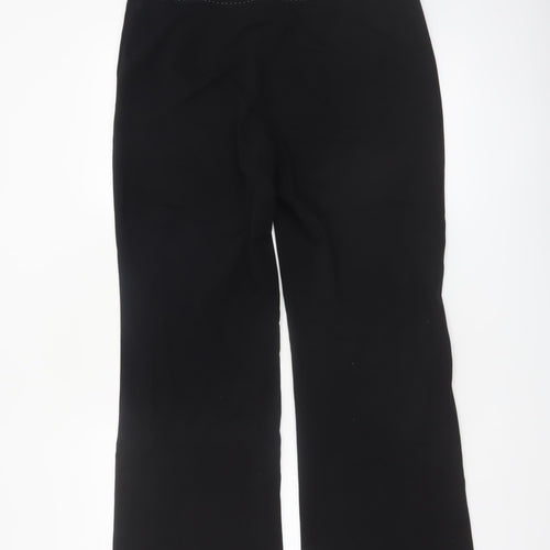 Next Women Black Wide-Leg Trousers Size 12R Polyester Viscose Blend