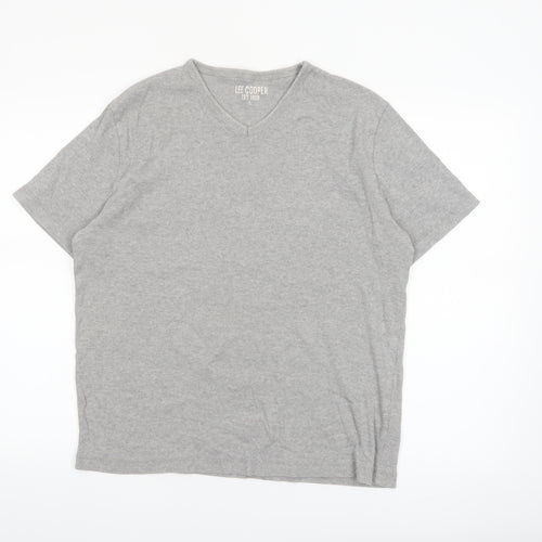 Lee Cooper Women’s Grey V-Neck Cotton Blend Short Sleeve T-Shirt L