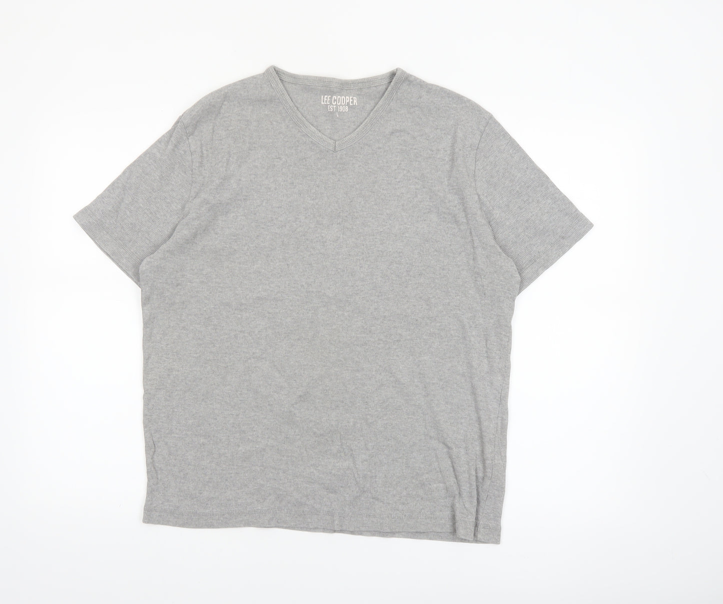 Lee Cooper Women’s Grey V-Neck Cotton Blend Short Sleeve T-Shirt L