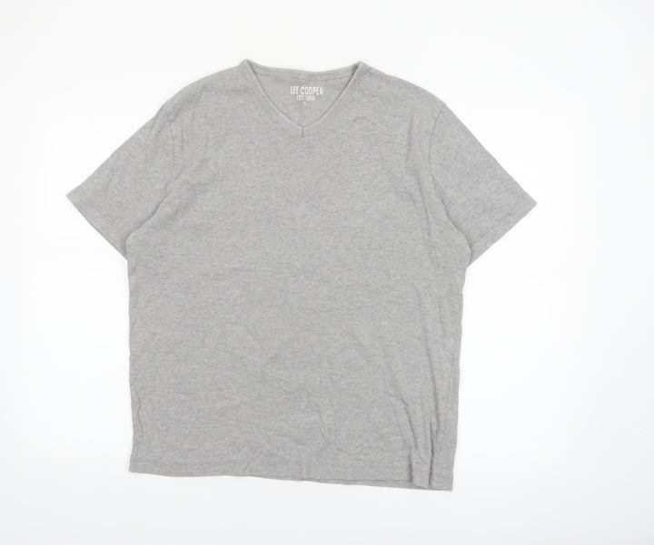 Lee Cooper Women’s Grey V-Neck Cotton Blend Short Sleeve T-Shirt L