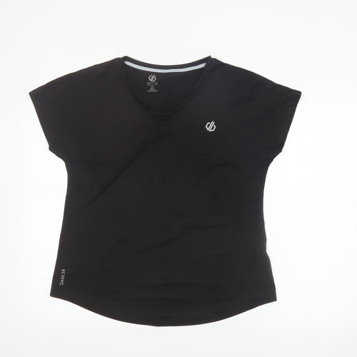 Dare 2B Womens Black Size 14 V-Neck Short Sleeve Active T-Shirt