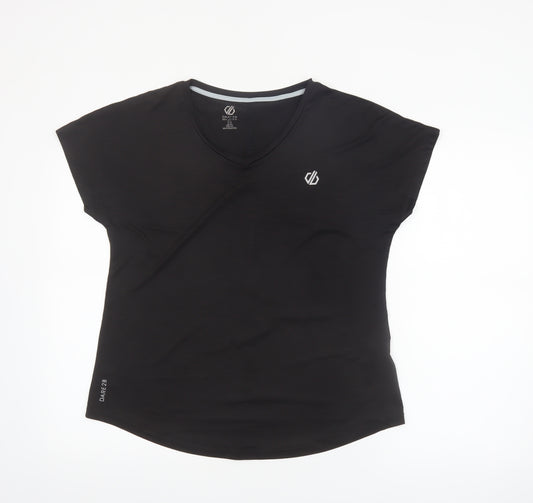 Dare 2B Womens Black Size 14 V-Neck Short Sleeve Active T-Shirt