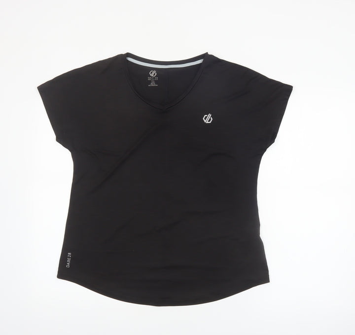 Dare 2B Womens Black Size 14 V-Neck Short Sleeve Active T-Shirt