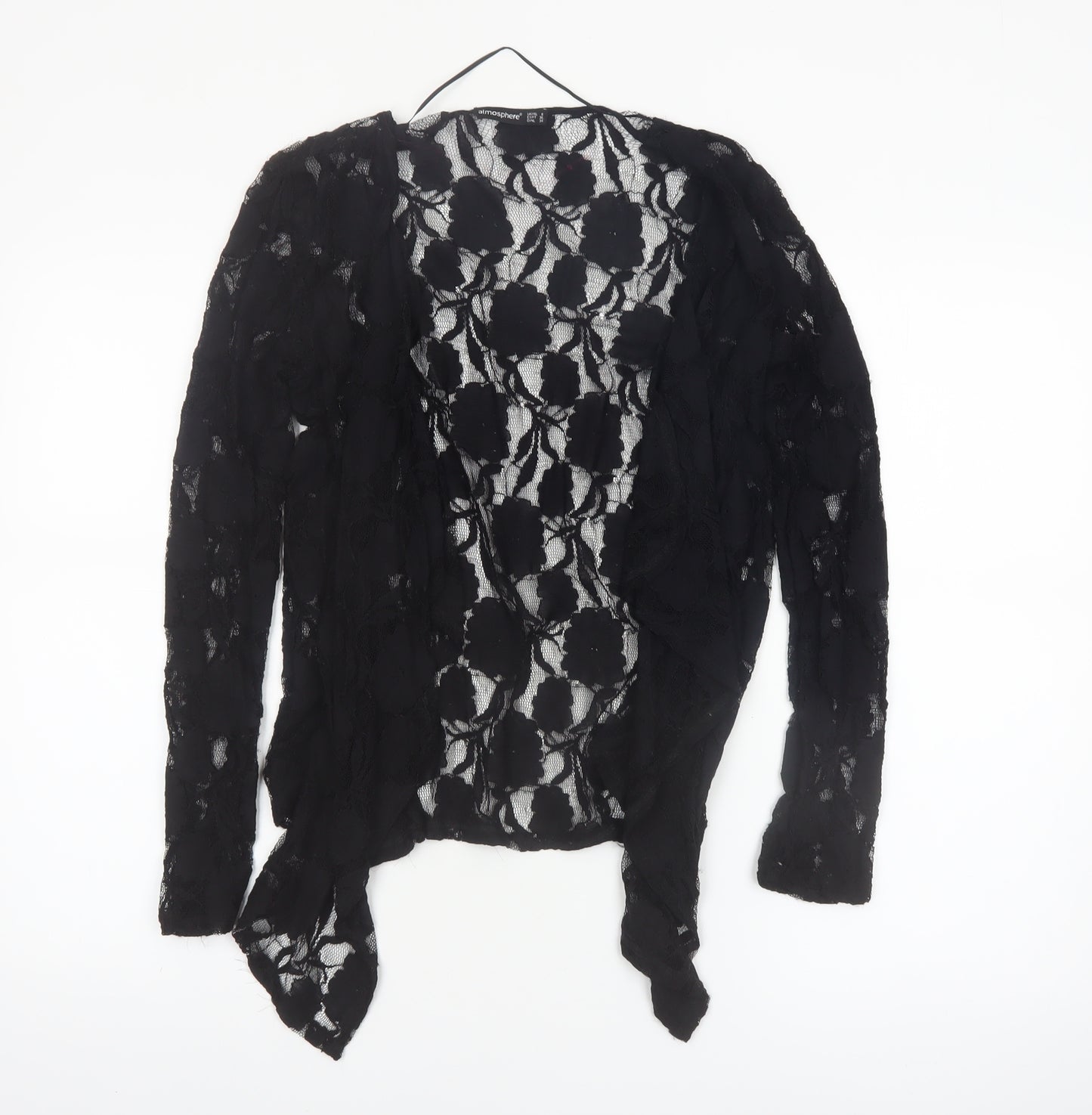 Atmosphere Women’s Black Lace Kimono Blouse Size 8 Long Sleeve