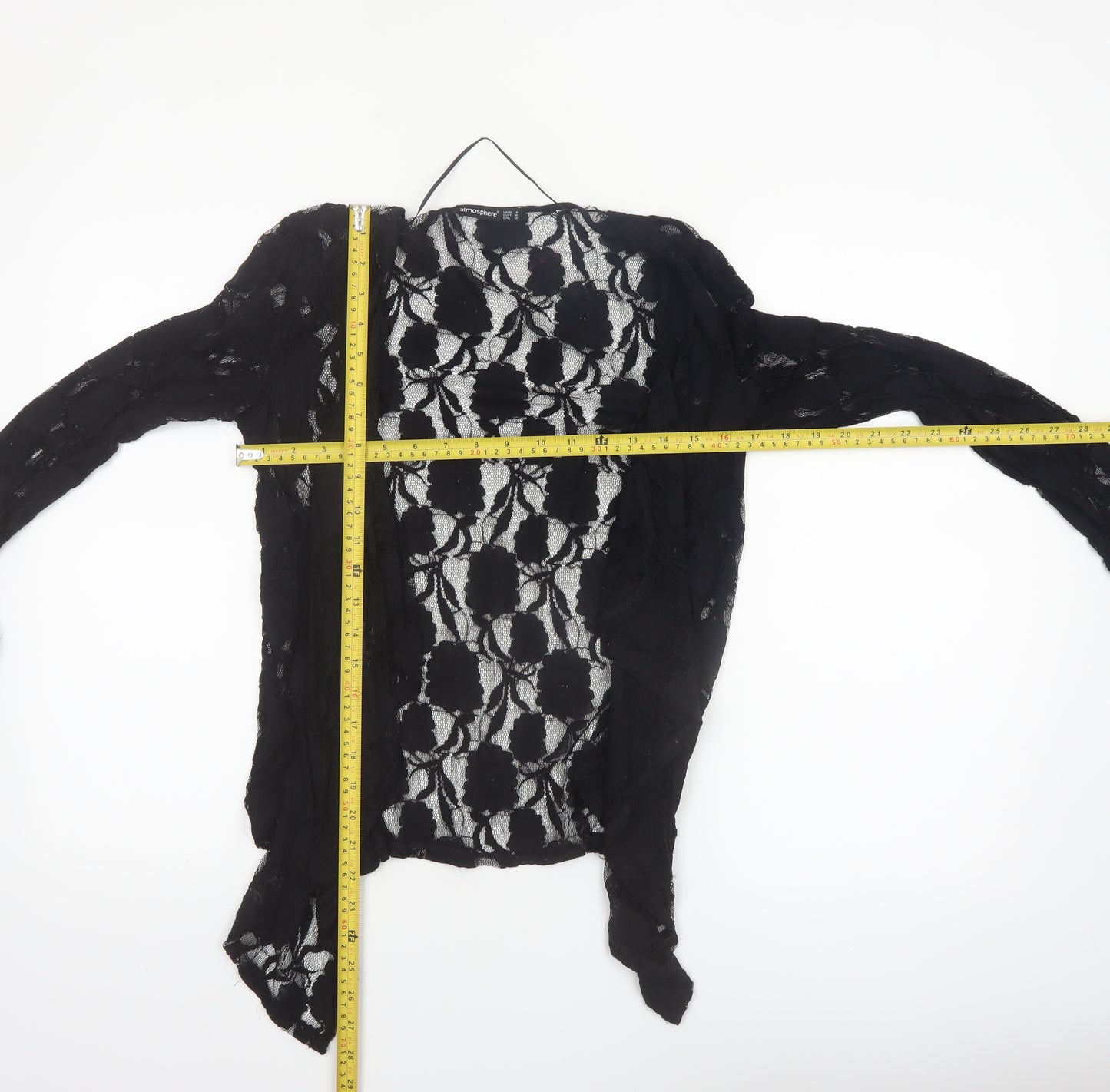 Atmosphere Women’s Black Lace Kimono Blouse Size 8 Long Sleeve