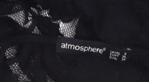 Atmosphere Women’s Black Lace Kimono Blouse Size 8 Long Sleeve